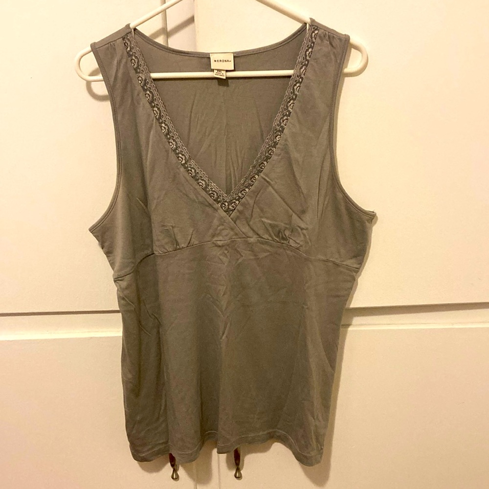 Merona XXL Gray Grey Top Tank Top Undershirt Lace